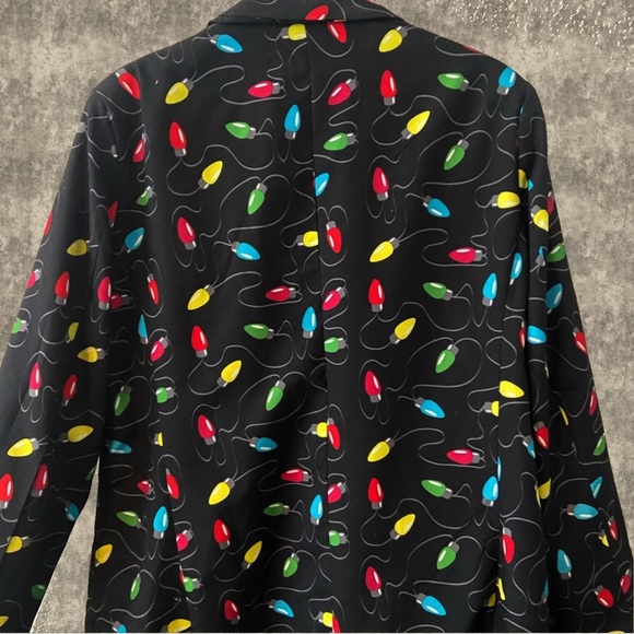 Christmas Lights Holiday Light Up Woman’s Black/Multi-Color Blazer Holiday Time - Picture 2 of 2